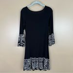 Voll Black White Floral Border Bell Sleeve Mini Dress Small Whimsigoth Goth Photo 4