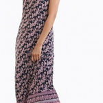 J. Jill Seamed Knit Floral Border Ultra Soft Flowy Long Maxi Pocket Dress Size S Black Photo 0