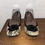 Lindsay Phillips  LIZ Snakeskin Print Flower Slip On Leather Ballet Flat Shoes Photo 3