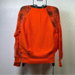 None Vibrant Orange V-Neck Sweater with Lace Detail Photo 6