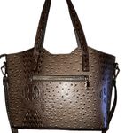Isabella vegan leather ostrich satchel! Taupe in color with unique design! Tan Photo 6