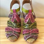 L'ATISTE | Pink and Green Leaf Sandals with Adjustable Straps sz 40 Photo 1