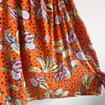 Kourt Aria Linen Tropical Short Dress Pockets Fruit Bird Medium Orange Photo 10