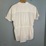 Caslon  Women's Twist Front Linen Blend Collared Blouse White‎ Sz Small Petite Photo 6