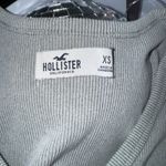 Hollister Gray Ribbed Henley Long Sleeve Button Top Cropped XS Stretch V Neck Photo 3