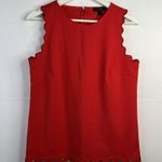 J.Crew Red Scallop Grommets Sleeveless Crew Neck Top E8749 Back Zip Women’s 4 Photo 2
