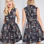 Modcloth Community Brunch Black Sleeveless Dog Print Shirtdress size small Photo 1