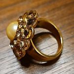 St. John 💕💕 Statement Cocktail Ring ~ Imitation Pearl Gold Jewels 8 NWOT Photo 8