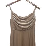 Revelry Skye Velvet Bridesmaid Gown Women’s Size 4 Champagne Slit Formal Dress Tan Photo 3