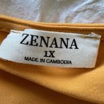 Zenana  Mustard Yellow Zip V Neck 3/4 Ruched Sleeve Tunic Plus Size 1X Stretch Photo 5