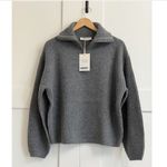 Everlane The Half-Zip Sweater in Luxe Merino Heathered Mid-Grey, Size Medium Photo 5