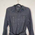 Ralph Lauren Lauren Women's M Gray Long Sleeve Denim Shirt Dress Belted Photo 1