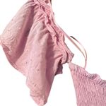 Slate + Willow  smocked top swiss dot pink tiered maxi dress XS wedding Guest Photo 7