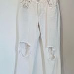 Free People  Maggie Mid Rise Straight Leg White jeans distressed size 26 Photo 1