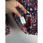 Talbots Womens Classic Cotton Button Down Shirt Picnic Paisley Navy Red Size SP Photo 8