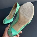 Jimmy Choo  | Seafoam Green Peep Toe Patent Leather Heels Sz 35.5 Photo 4