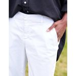 Frank & Eileen Wicklow The Italian Chino Cropped Raw Hem White Twill Pants 0 Photo 2