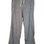 Caslon  Navy Blue/White Stripe Straight Leg Linen Blend Pants Size XSP EUC #1673 Photo 0