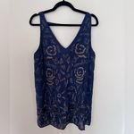 Free People  Navy Beaded Secret Garden Shift Dress Photo 1