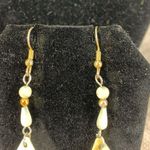 Mother of Pearl Triangle Drop Dangle Earrings White Photo 1