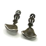 Silver tone crystal mesh clip on vintage estate earrings Photo 4