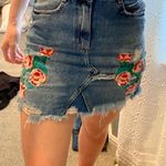 ZARA Floral Jean Mini Skirt Photo 0