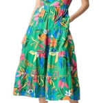 J Crew Factory Tall Printed Tiered Halter Midi Dress Bright Clover Multi 12 NWT Green Photo 0