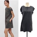Aritzia Wilfred Free Nori Faux Suede Shift Mini Dress Gray Short Sleeve Size XS Photo 1