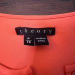 Theory coral three-quarter sleeve button down silk blouse size P Photo 7