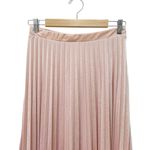 Mustard Seed  Blush Pink Velvet Pleated Midi Skirt Size Medium Soft Flowy A-Line Photo 4