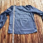 SheIn Women’s Dalmatian Print Bishop Sleeve Satin Blouse Dusty Blue Size Large Photo 4