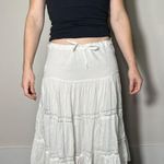 Vintage Bohemain Cottagecore 100% Cotton White Midi Flowy Skirt Size Medium Photo 0