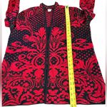 Chico's Jacquard Open Front Cardigan Sweater Black Red Womens Size Large Photo 9