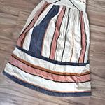 Free People | Bloom Dress Gray Ivory Orange Midi Vertical Stripe Dress | Small Photo 6