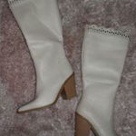 NEW Michele Eyelet Off White Heeled Pointed Toe Cowboy Boots Size 10 Photo 6