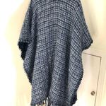 Jessica McClintock  EUC Women's Blue Plaid Metallic Boucle Cape Poncho One Size Photo 4