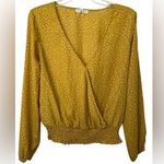 Socialite  Mustard Yellow Polka Dot Wrap Women's Top Photo 0