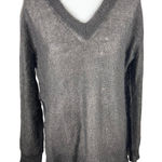 Burberry  Brit Brown Gold Mohair Silk Blend V Neck Long Sleeve Knit Sweater $495 Photo 0