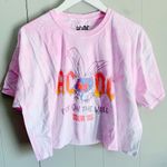 AC/DC  Fly on the Wall Tour Boyfriend Tie Dye Crop 80s L Photo 1