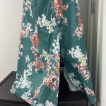 Medium Green, White Floral Tie Front Faux Wrap Midi Dress Green Photo 12