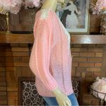 Deb VINTAGE 1980'S HAND KNITTED PINK AND CREAM SWEATER (S) Photo 6