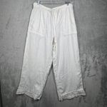 Joie  Cropped Pants 100% Linen White M Drawstring Capri Lace Trim Beach Resort Photo 1