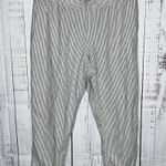 Old Navy Sz XL Gray Stripe Linen Blend High-Rise Pull On Straight Leg Crop Pants Photo 0