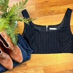 Avec Les Filles Womens XL Pin Stripe Suit Sleeveless Zip Crop Top Corporatecore Photo 0
