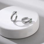 Snake Hoop Earrings for Men Women Streetwear Hip Hop Style Silver Photo 1
