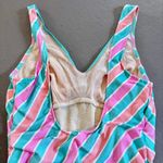 Vintage 70s Avon Fashion Striped One Piece Swimsuit Vtg Swimwear XS/Small Green Photo 4