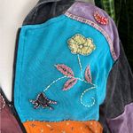 Vintage Patchwork Embroidered Zip Hoodie Multicolor Boho Festival Jacket medium Black Photo 9