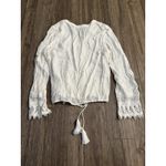 Lulus Bali Daydream White Lace Boho Peasant Prairie Long Sleeve Tie Hem Top SM Photo 10