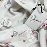 Japna  Martini Print White Button-Down Shirt Size Small NWT Photo 9