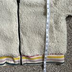 Ivory Ella  Sherpa Jacket Coat Full Zip Solid Cream Bomber Colorful Striped XL Photo 7